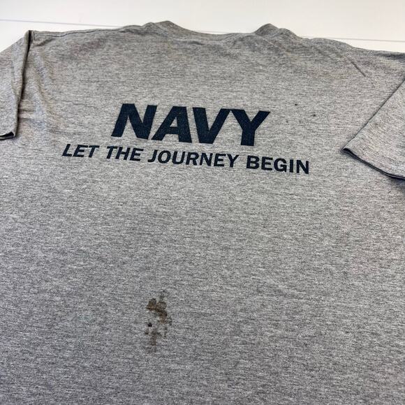 Navy Vintage single stitch Military Gray T-shirt All Sport Men's size XL USA - Picture 3 of 8